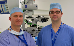  "University of Oxford surgeons Prof Robert MacLaren and Mr Markus Groppe are currently running the retinal gene therapy trial at the Oxford Eye Hospital, part of the Oxford University Hospitals NHS Trust"  (c) Mr John Brett, Oxford Eye Hospital  