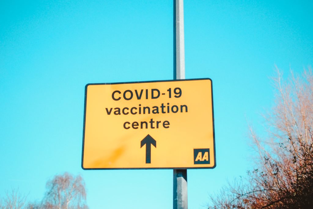 Sign for a COVID-19 vaccination centre