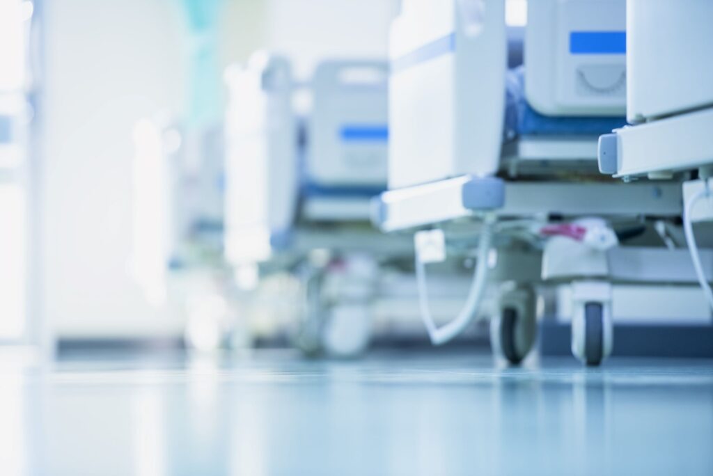 Blurred hospital image of hospital bed