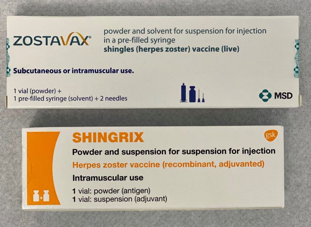Boxes of shingles vaccines 